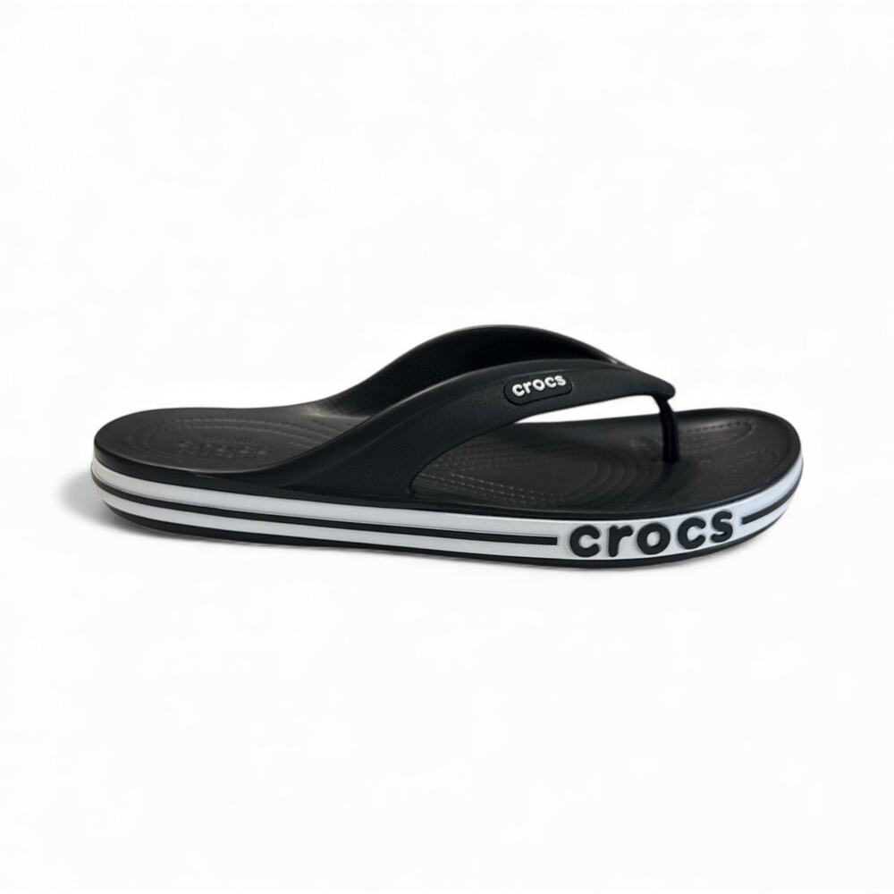 Crocs Flip Flops Men Sandals Black-White Water Friendly Lightweight SZ/ M-8 W-10 - Picture 4 of 10